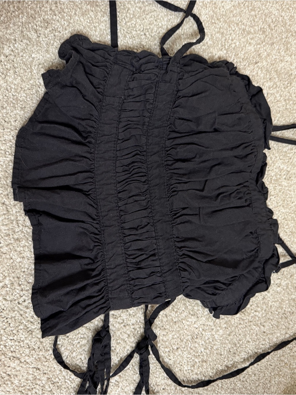Free People Black Ruched Smocked Crop Top